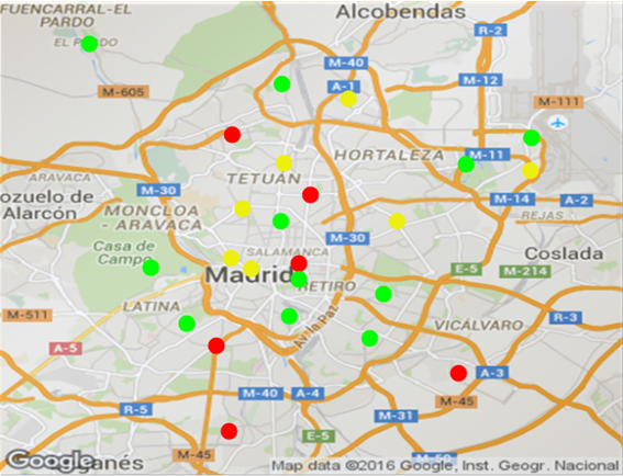 24 estaciones de control de contaminacion - Madrid
