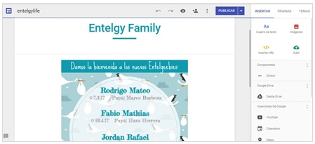 Entelgy en Perú - Site colaborativo de google Entelgy Life - Información de eventos familiares